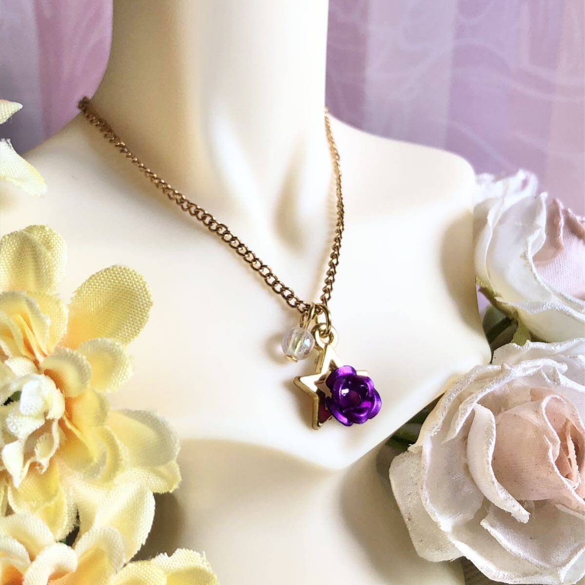 [ all size correspondence ] rose necklace . purple adjuster attaching [SD,DD,SD13,SDgr,SD16,SDC,.SD]