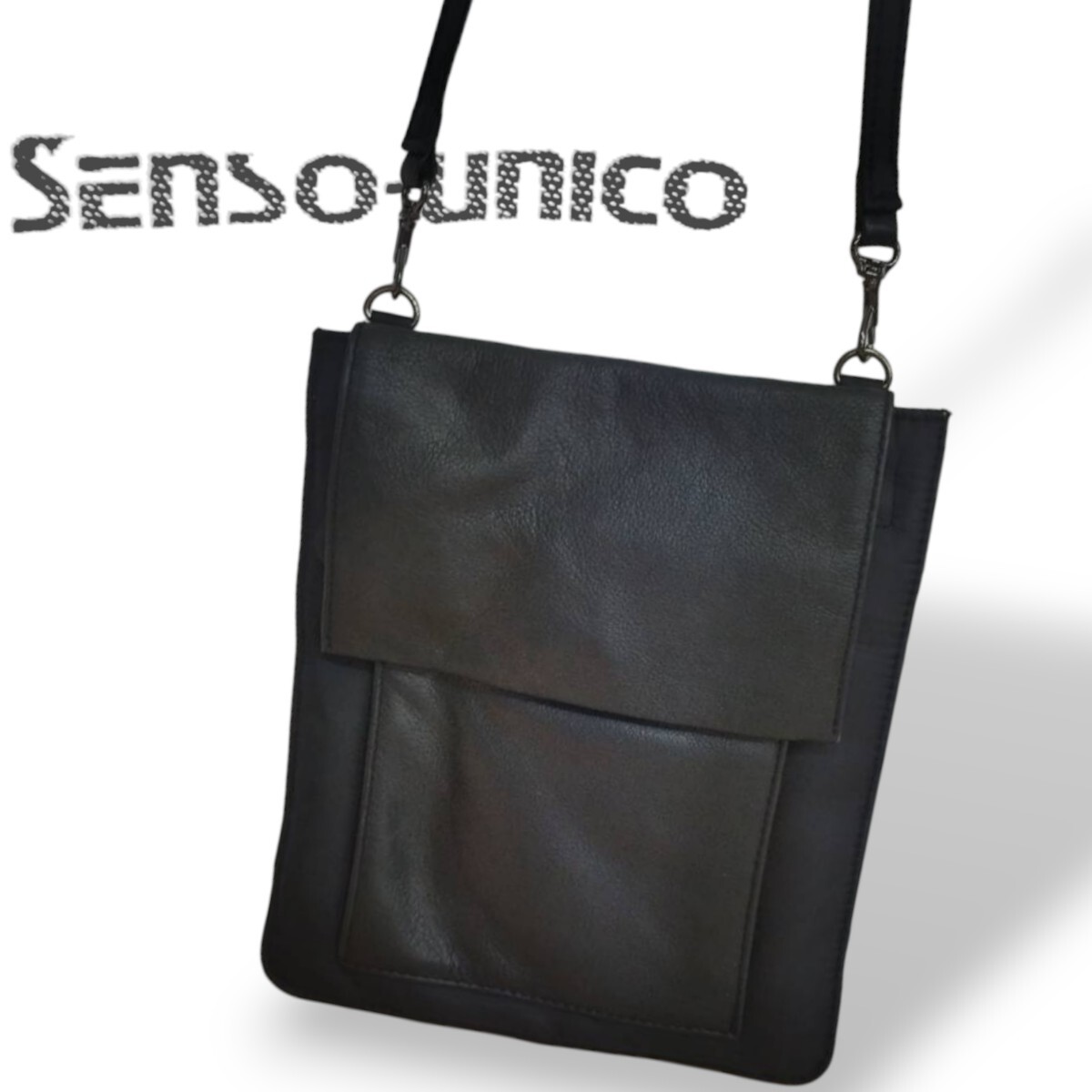 センソユニコ レザー ナイロン ショルダーバッグ ブラック SENSO-Unico SENSO Unico カバン 鞄 AK18_画像1