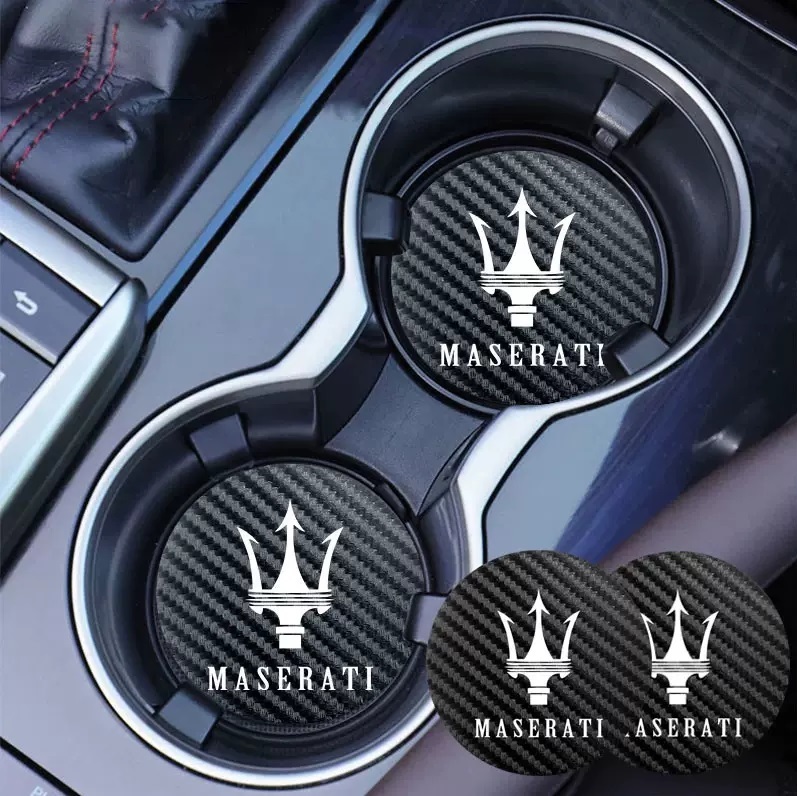 マセラティ Maserati カーボン柄 ドリンクホルダー コースター 2枚セットの画像1