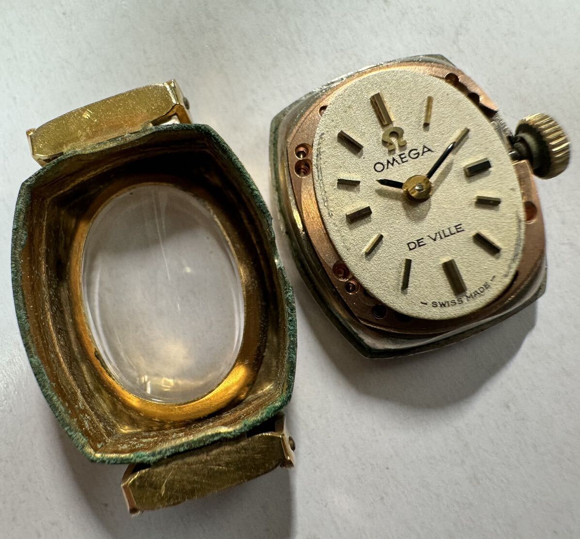 OMEGA オメガ DE VILLE デビル カットガラス　ゴールド　GOLD 511.281 cal.485 手巻き オーバル レディース 腕時計 ツ-1_画像8