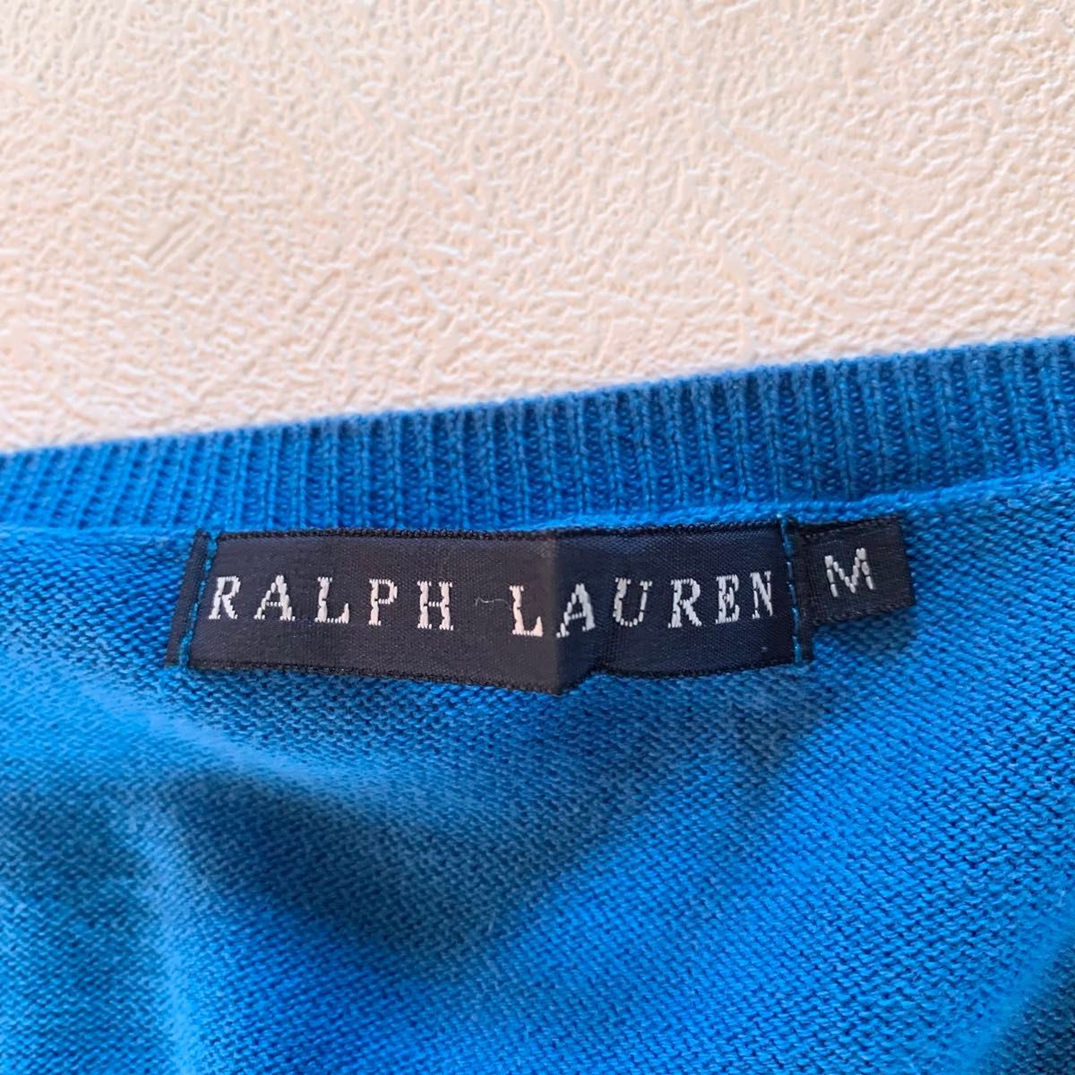 ラルフローレン　RALPH LAUREN  Vネック　コットンニット　トップス　サマーセーター　ポニー刺繍