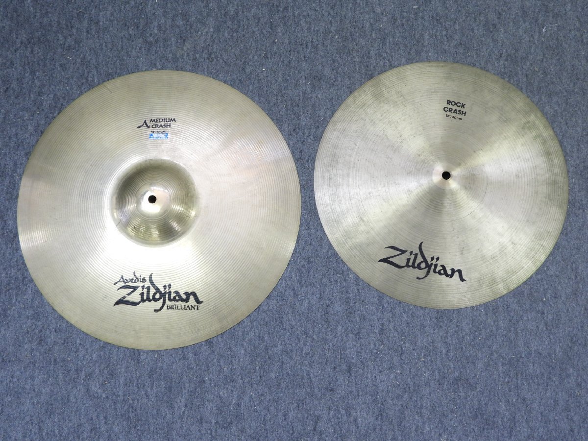 ☆ Zildjian ジルジャン MEDIUM CRASH 18/45cm ROCK CRASH 16/40cm シンバル2枚セット ☆ジャンク☆の画像1