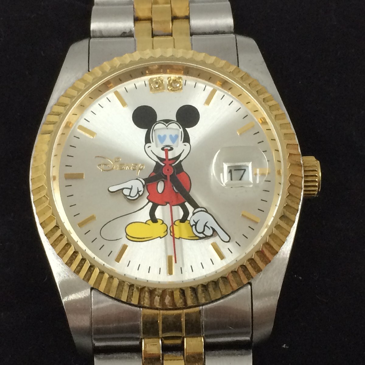 f103*80 【現状品】 DISNEY ディズニー MICKEY MOUSE ミッキーマウス 腕時計 2000本限定 シリアルナンバー 天然ダイヤモンド2石 PV-2126_画像3