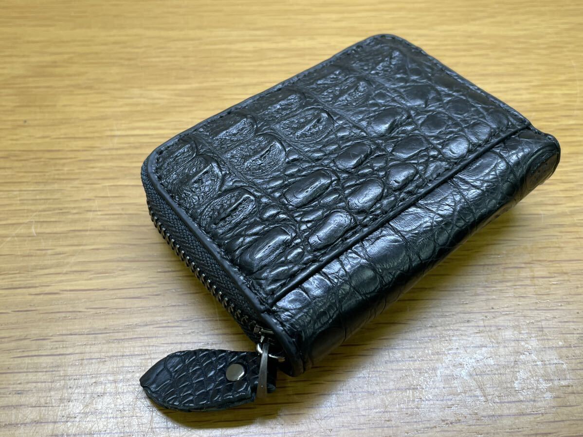 1円 クロコダイル コインケース ラウンドファスナー カードケース 小銭入れ ワニ革 実物写真 財布 ブラックの画像3