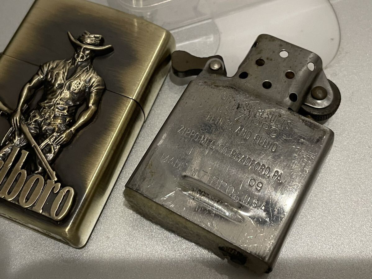 1円 ZIPPO ライター マルボロ Marlboroジッポ Zippoオイルライター真鍮製 中古品 喫煙グッズ ジッポー 火花確認済R67548の画像10