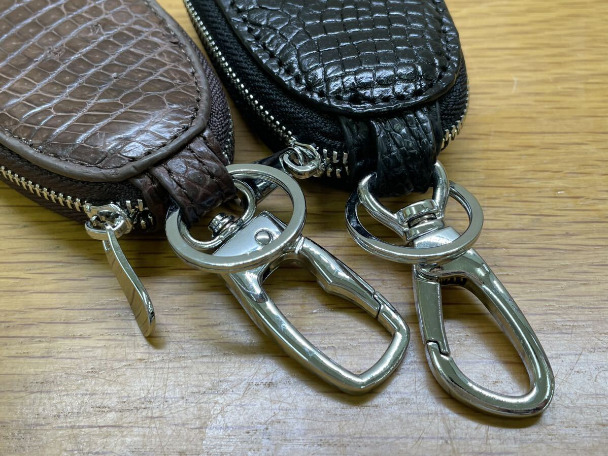 1 jpy 2 point set crocodile key case genuine article wani leather key inserting . leather hook smart key case 0030 black key holder 