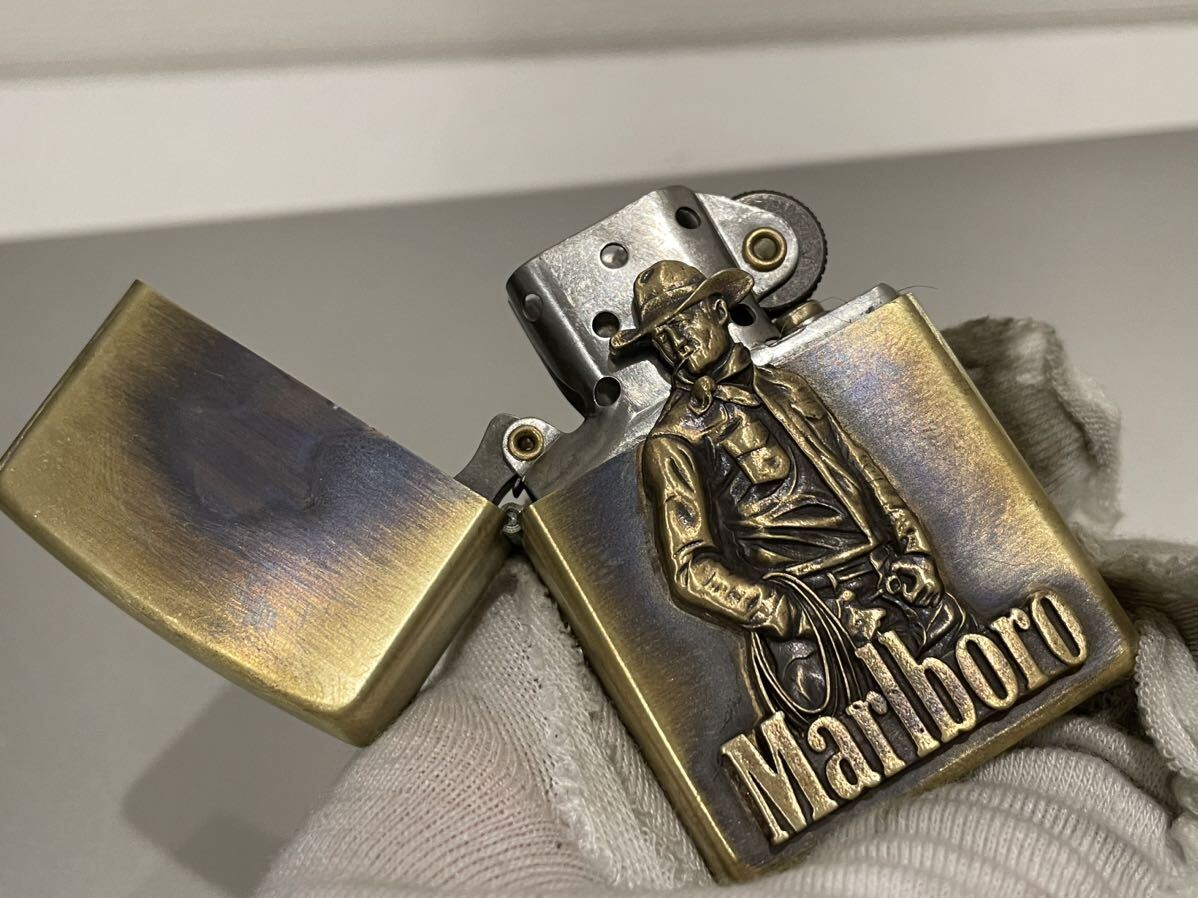 1円 ZIPPO ライター マルボロ Marlboroジッポ Zippoオイルライター真鍮製 中古品 喫煙グッズ ジッポー 火花確認済R67587