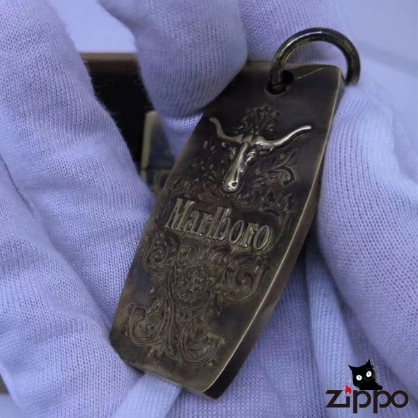 限定 キーホルダー付き 新品 Marlboro Zippoライター マールボロ ジッポー オイルライター 真鍮製 未使用_画像7