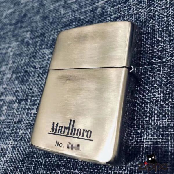 新品 Marlboro Zippoライター マールボロ ジッポー オイルライター AntiqueBrass 真鍮 ゴールド 未使用 喫煙グッズ