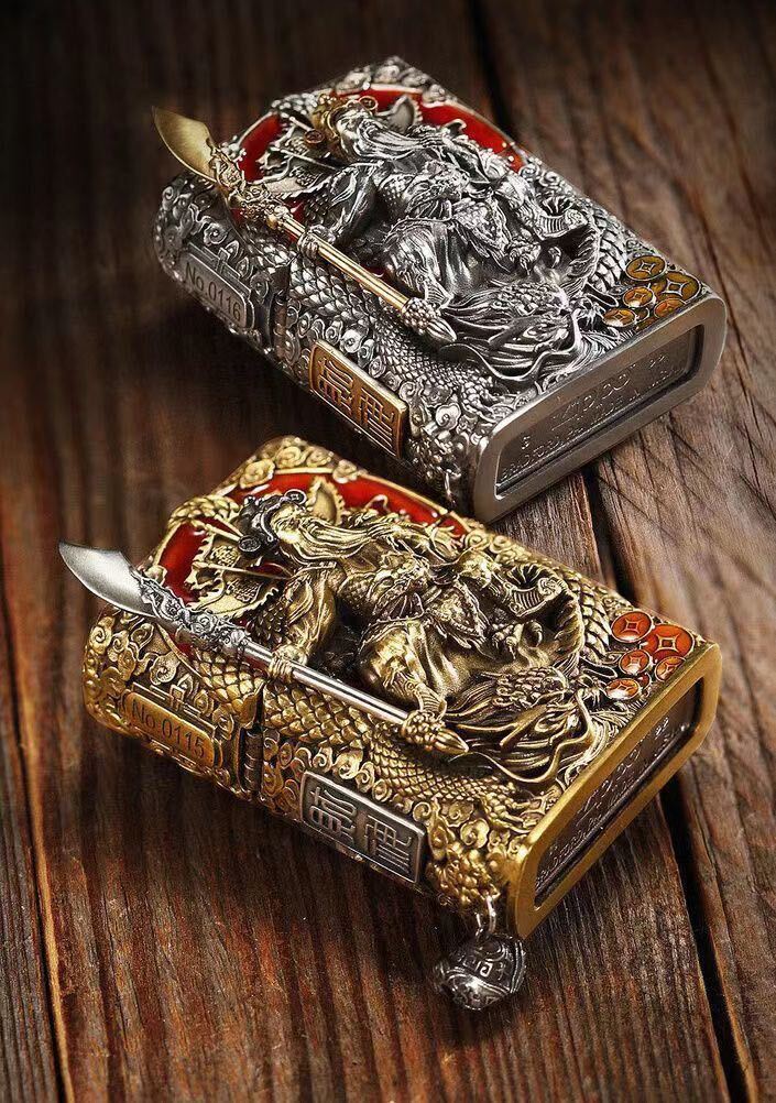 1円 定価18.5万円 関羽 Zippo 真鍮製 雲長 ライター ジッポー オイルライター 新品 立体感 ZIPPO 喫煙グッズの画像3