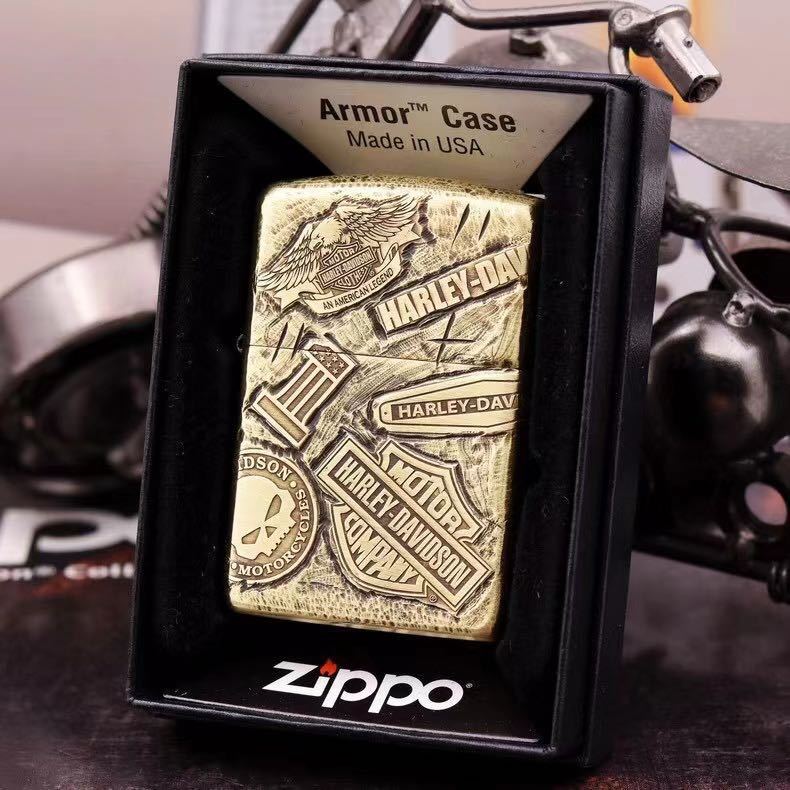 1円 定価13.8万 復刻ハーレーダビッドソン Zippo 真鍮製 ライター ジッポー 立体感 重量感 オイルライター 新品 煙グッズ の画像7