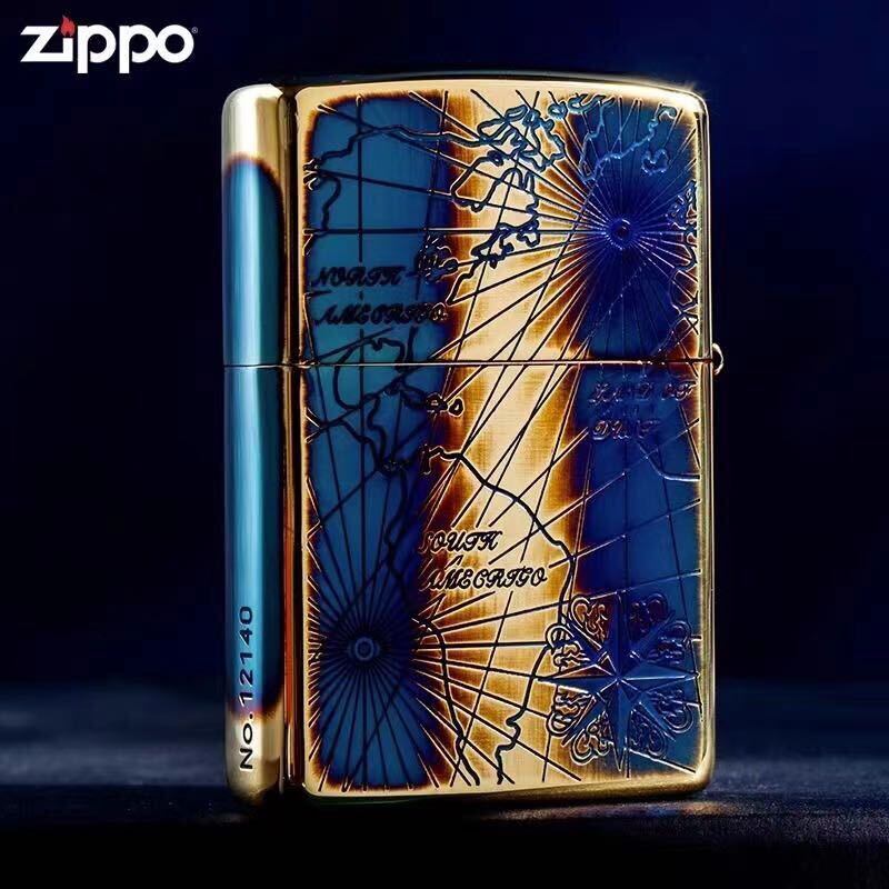 1円 Zippo 燻製 航海図 真鍮製 ライター ジッポー オイルライター 新品 喫煙グッズ