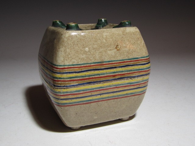 野々村仁清 糸巻形香炉 表七代 如心斎花押の名品!7776(色絵 野々村仁清 糸巻形香炉 表七代 如心斎花押の名品!7776(色絵