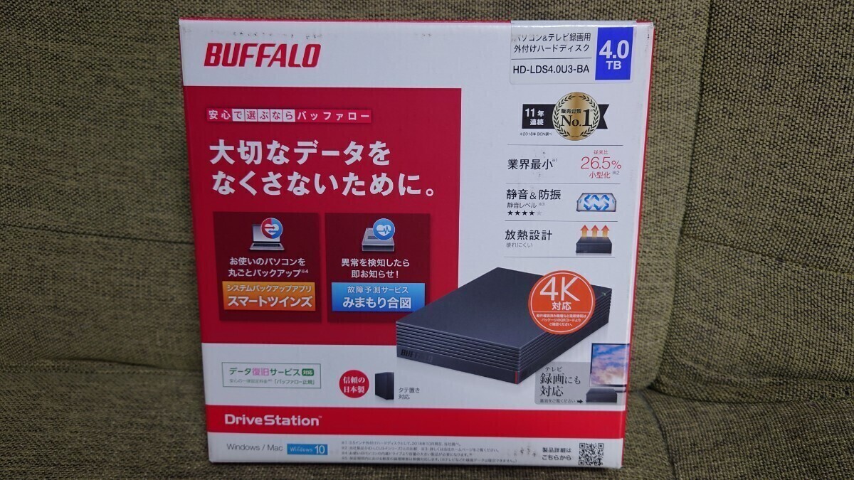 BUFFALO 外付けハードディスク(HDD) 4.0TB HD-LDS4.0U3-BA 【使用時間6212時間,電源投入回数12回】 ☆送料無料☆の画像2