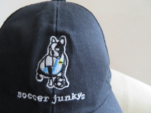 1000円～soccer Junky サッカージャンキー×GLOBAL WORK グローバルワーク　メッシュ帽子　刺繍ロゴ　黒ブラック_刺繍