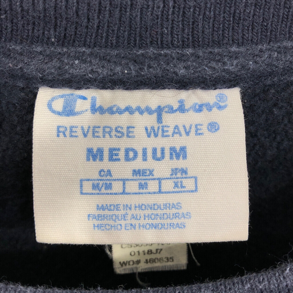 Champion チャンピオン リバースウィーブ スウェット トレーナー 目無し ネイビー (メンズ MEDIUM) 中古 古着 Q2907_画像5