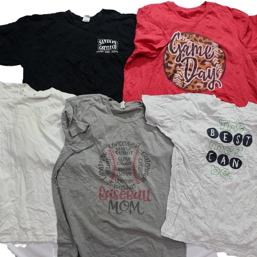 【訳あり】 古着卸 まとめ売り 半袖Tシャツ 40枚セット (メンズ ) カラープリント イラスト ワンポイント 英字ロゴ W6075_画像1