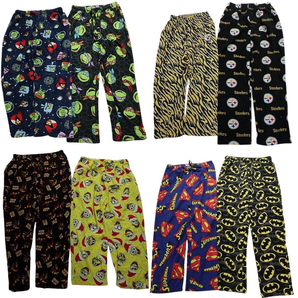 古着卸 まとめ売り パジャマパンツ パンツ 8枚セット (メンズ XL /L ) スポンジボブ フットボール スーパーマン MS0235 1円スタートの画像1