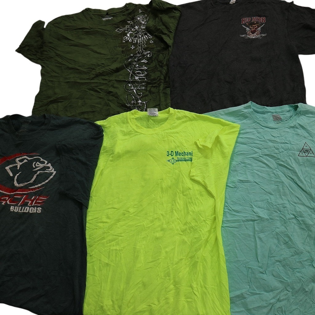 古着卸 まとめ売り カラーmix プリント 半袖Tシャツ 20枚セット (メンズ 2XL ) バッキーズ イラスト ワンポイント 英字ロゴ MS3503の画像5