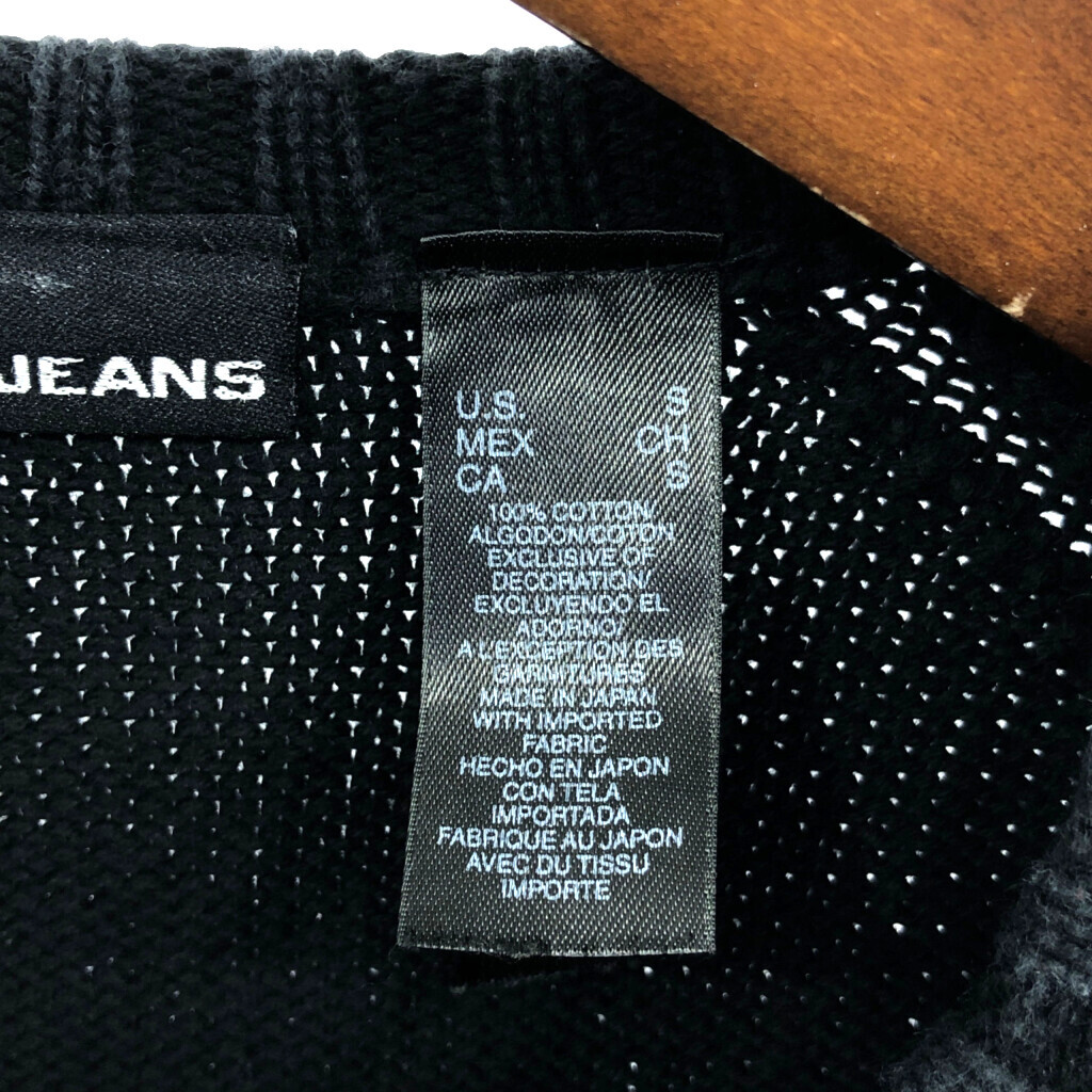 DKNY JEANS ディーケーエヌワイジーンズ セーター ラグランスリーブ 刺しゅう ブラック (メンズ S) 中古 古着 Q3243_画像3