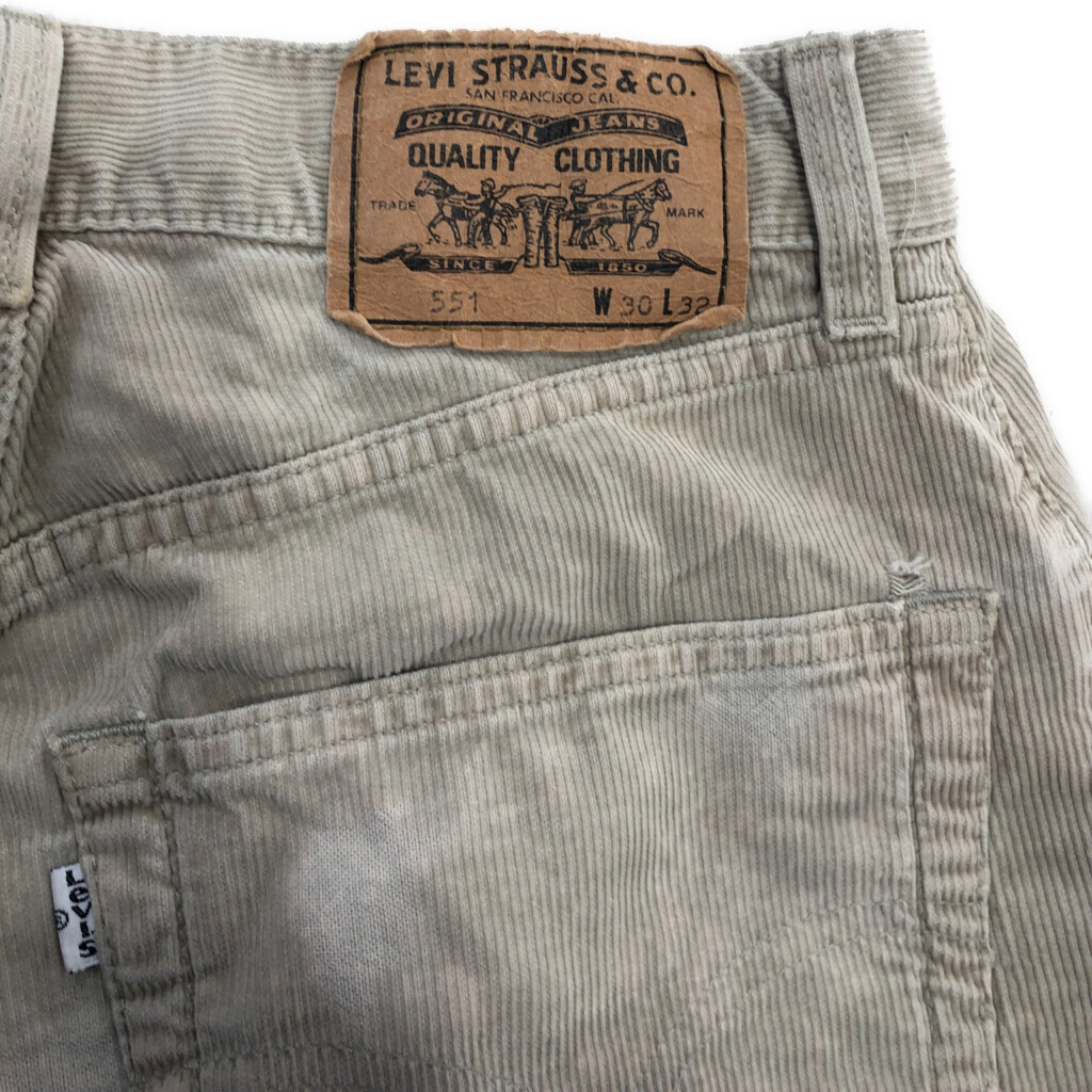 【B品】 90年代 イタリア製 Levi's リーバイス 551 コーデュロイパンツ パンツ アメカジ ベージュ (メンズ W30 L32) 中古 古着 Q3001_画像6