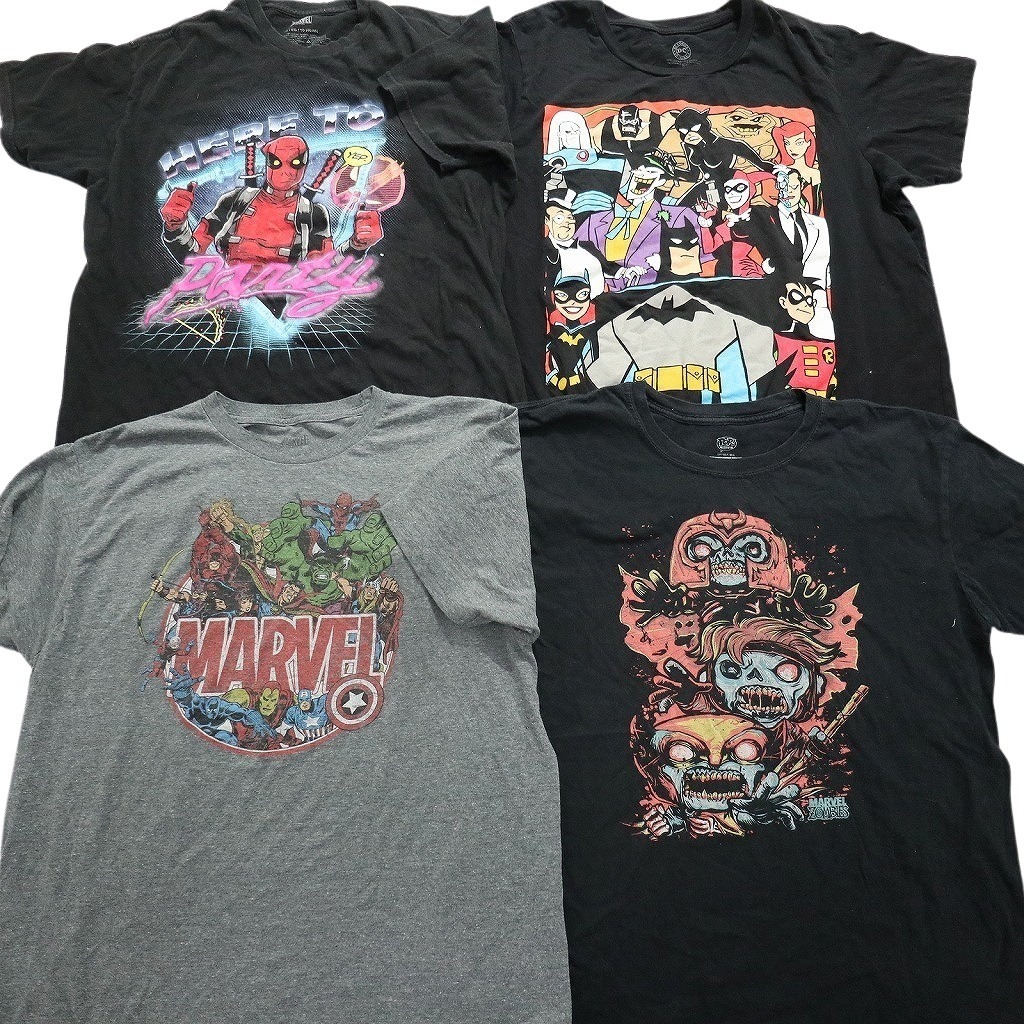 古着卸 まとめ売り マーベル DCコミック 半袖Tシャツ 16枚セット (メンズ XL /2XL ) スパイダーマン バッドマン MS3597 1円スタートの画像2