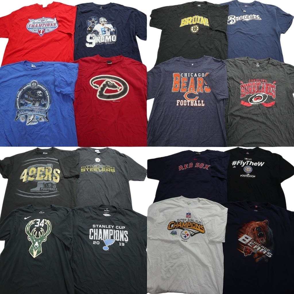 古着卸 まとめ売り プロチーム 半袖Tシャツ 16枚セット (メンズ 2XL ) NFL リーボック ナイキ MLB レッドソックス MS4243の画像1