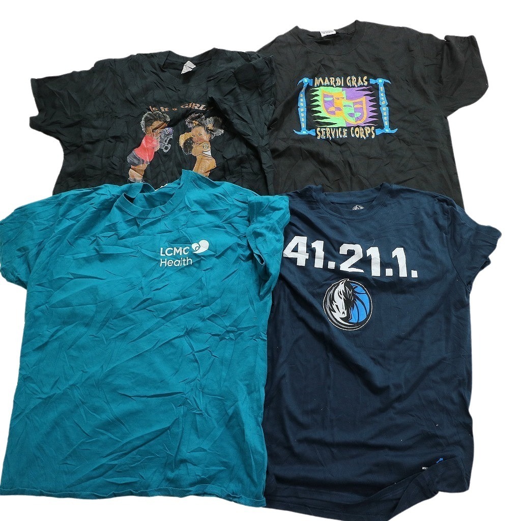 古着卸 まとめ売り カラーmix プリント 半袖Tシャツ 18枚セット (メンズ XL /2XL ) 無地 大判プリント カラープリント MS4313 1円スタートの画像4