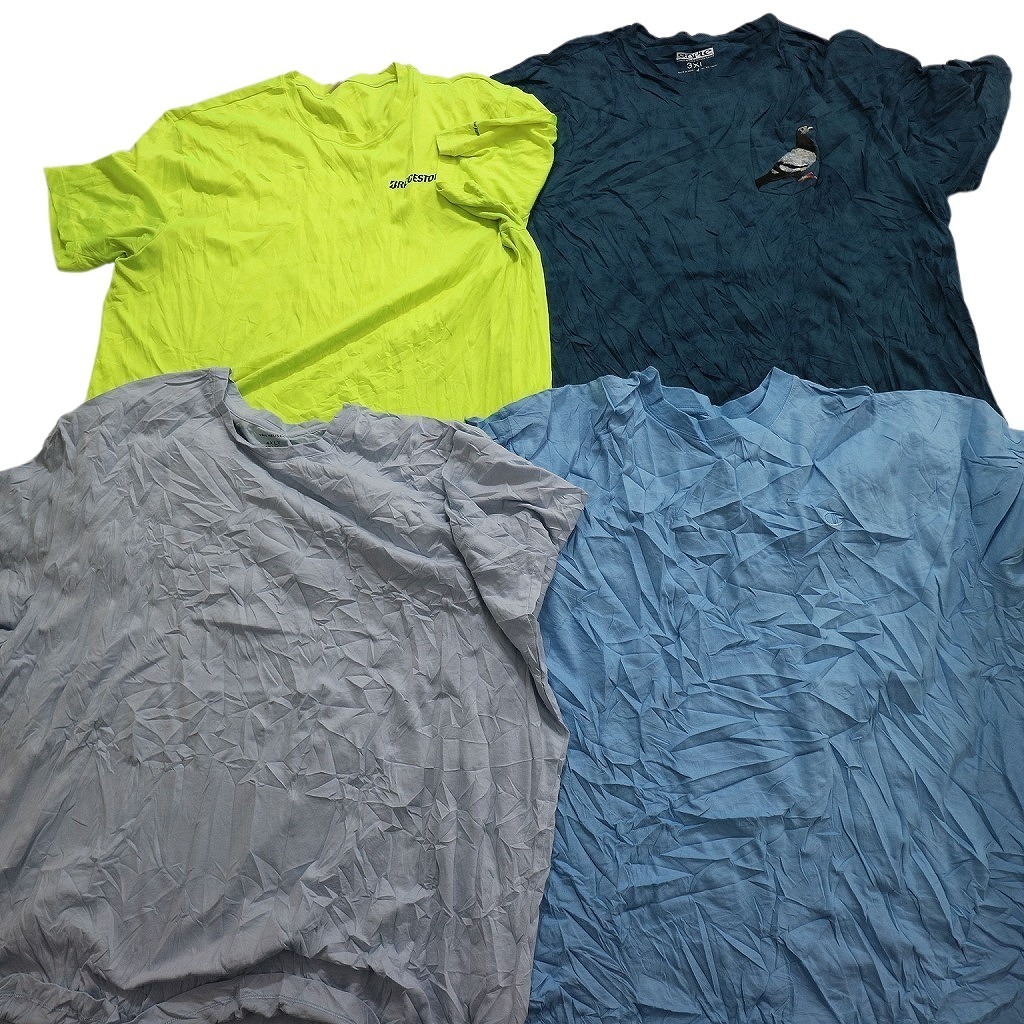 古着卸 まとめ売り カラーmix プリント 半袖Tシャツ 19枚セット (メンズ 2XL /3XL /4XL ) 無地 大判プリント MS4301 1円スタートの画像5