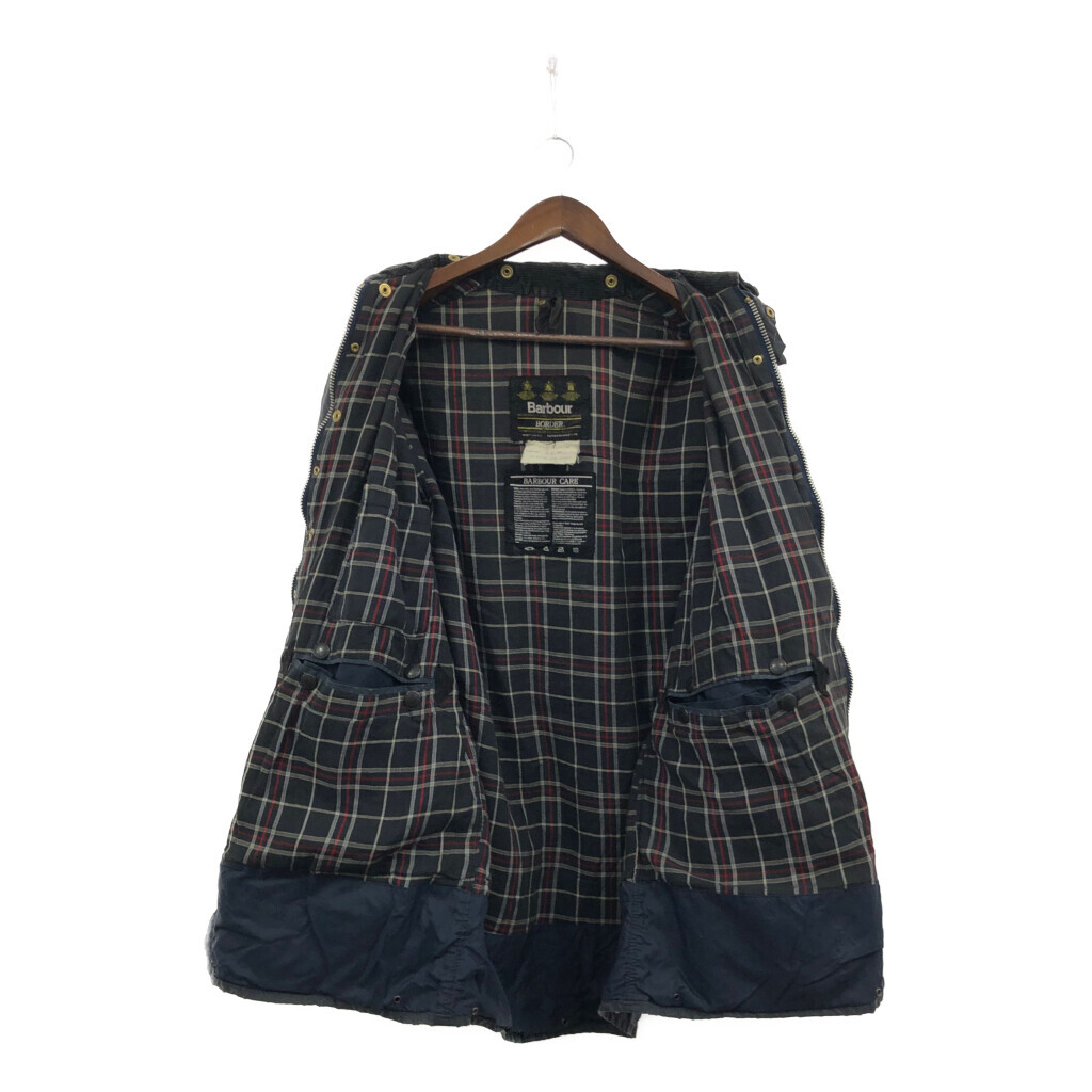 80年代 Barbour バブアー BORDER オイルドジャケット 防寒 ネイビー (メンズ 42) 中古 古着 Q3879_画像5