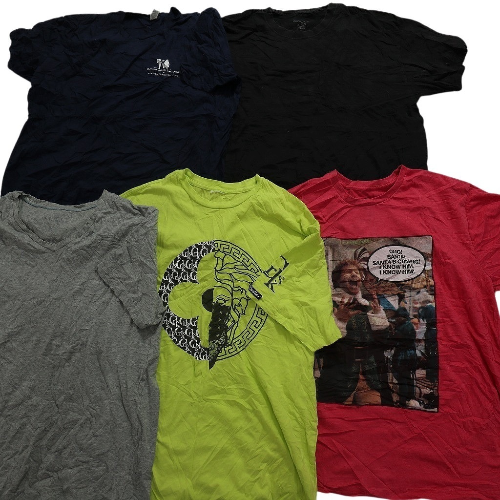 古着卸 まとめ売り カラーmix プリント 半袖Tシャツ 20枚セット (メンズ XL ) フロントプリント カジュアル系 MS4901 1円スタートの画像2