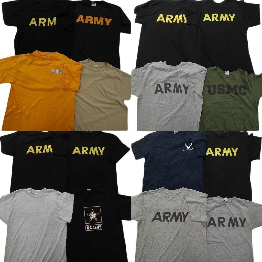 古着卸 まとめ売り ミリタリー 半袖Tシャツ 16枚セット (メンズ S / ) ARMY NAVY ワンポイント ロゴ イラスト カラー系 MS5688の画像1