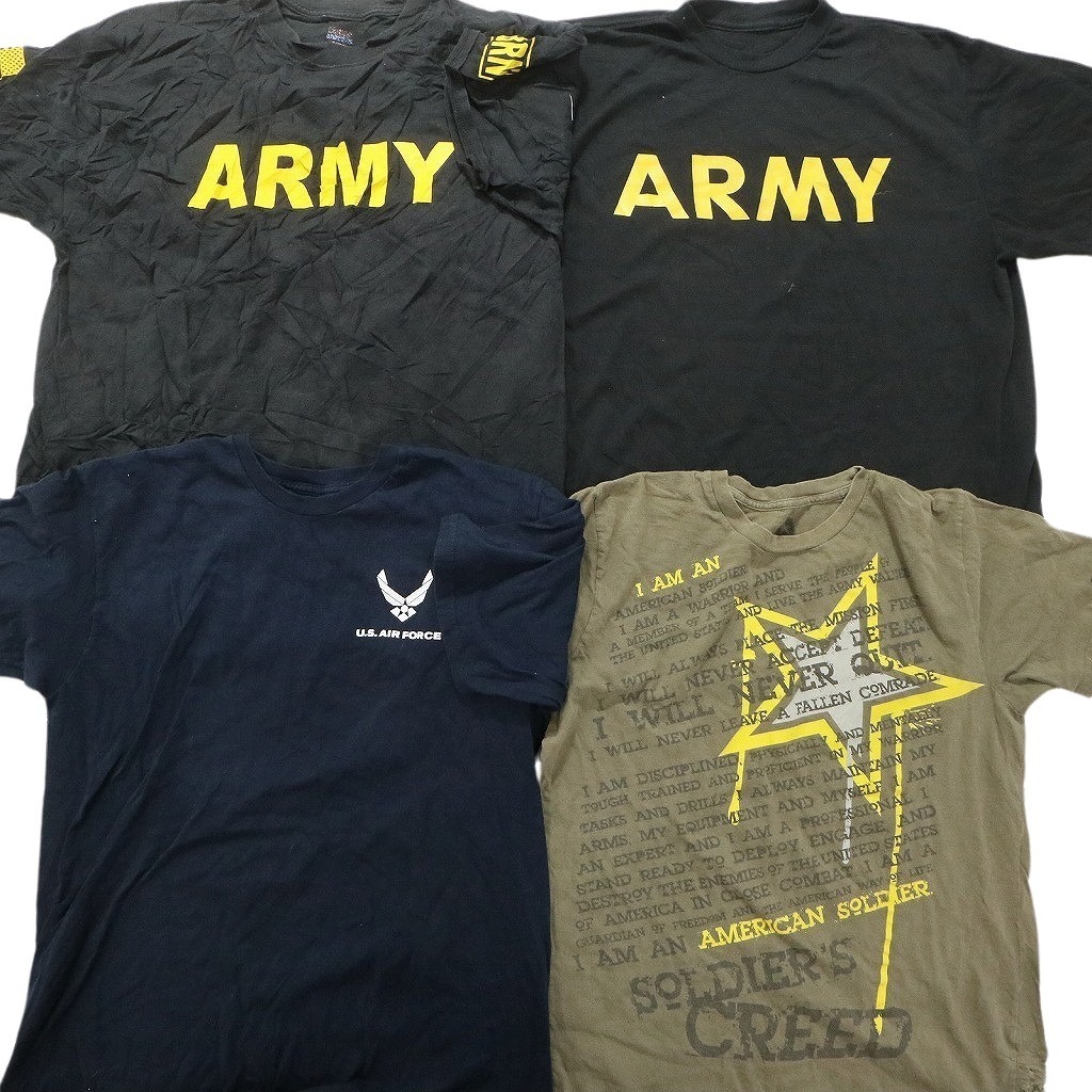 古着卸 まとめ売り ミリタリー 半袖Tシャツ 16枚セット (メンズ / ) ARMY NAVY ワンポイント ロゴ イラスト カラー系 MS5687の画像4