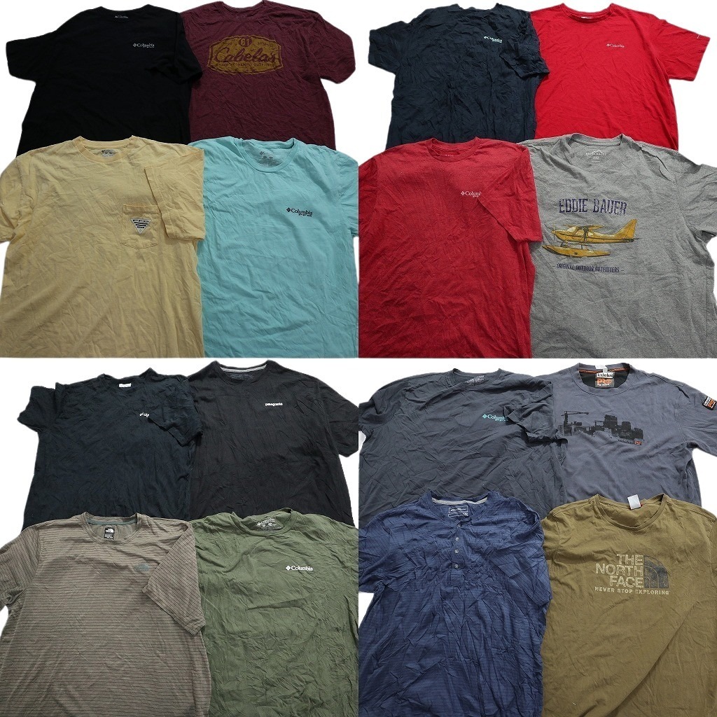 古着卸 まとめ売り アウトドアブランドMIX 半袖Tシャツ 16枚 (メンズ /XL /2XL /3XL ) コロンビア ノースフェイス パタゴニア MS5711の画像1