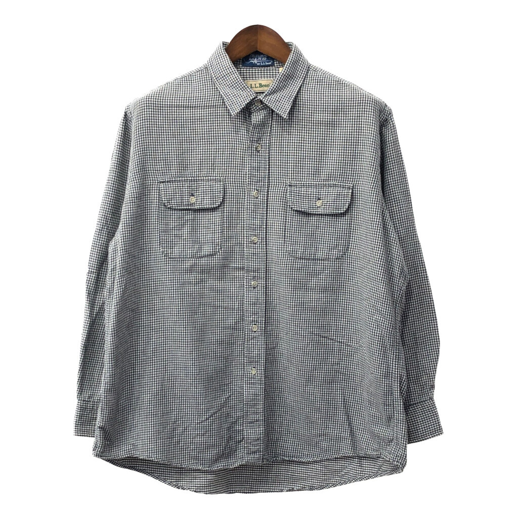 大人上品なおすすめコーデ エルエルビーン L.L.Bean 2000年代〜 長袖シャツ Q4424 古着 中古 XL) (メンズ ブラック 千鳥格子柄 アウトドア 男性用