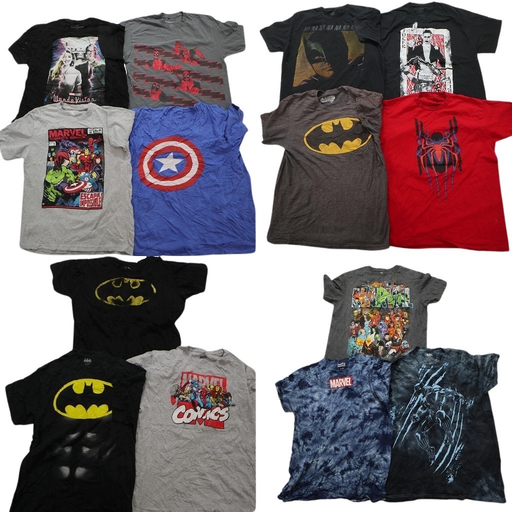 古着卸 まとめ売り マーベル DCコミック 半袖Tシャツ 14枚 (メンズ ) タイダイ 大判プリント バッドマン MS4736 1円スタートの画像1