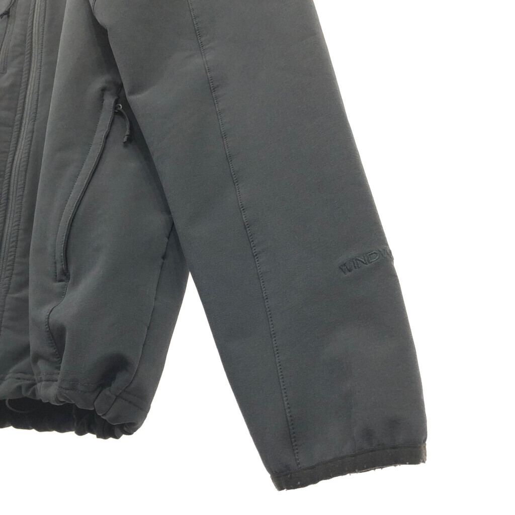 THE NORTH FACE ノースフェイス WINDWALL 企業ロゴ ソフトシェルジャケット アウトドア ブラック (メンズ M) 中古 古着 Q4461_画像3