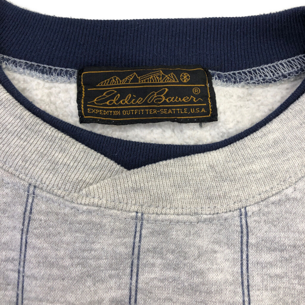 90年代 Eddie Bauer エディーバウアー ストライプ スウェット アウトドア グレー (メンズ) 中古 古着 Q4485_画像8