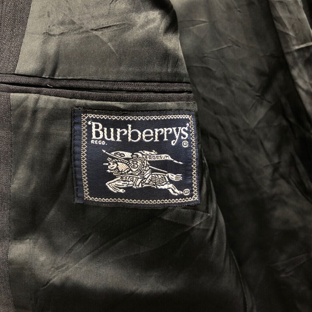 90 period Burberrys Burberry z wool tailored jacket stripe navy ( men's M corresponding ) used old clothes Q4549