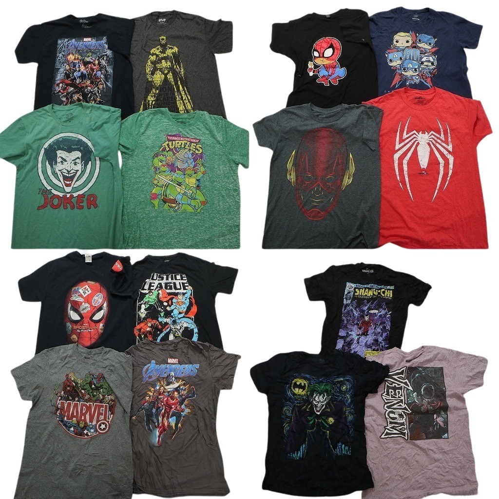 古着卸 まとめ売り マーベル DCコミック 半袖Tシャツ 15枚セット (メンズ ) ヴェノム スパイダーマン ジョーカー MS4738 1円スタートの画像1