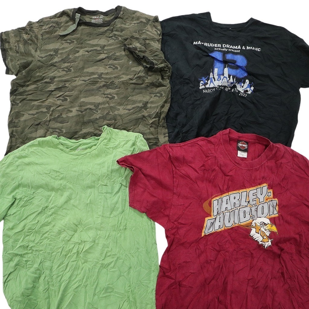 古着卸 まとめ売り カラーmix プリント 半袖Tシャツ 19枚セット (メンズ XL /2XL ) ハーレー 迷彩 大判 アルマーニ MS5104 1円スタートの画像5