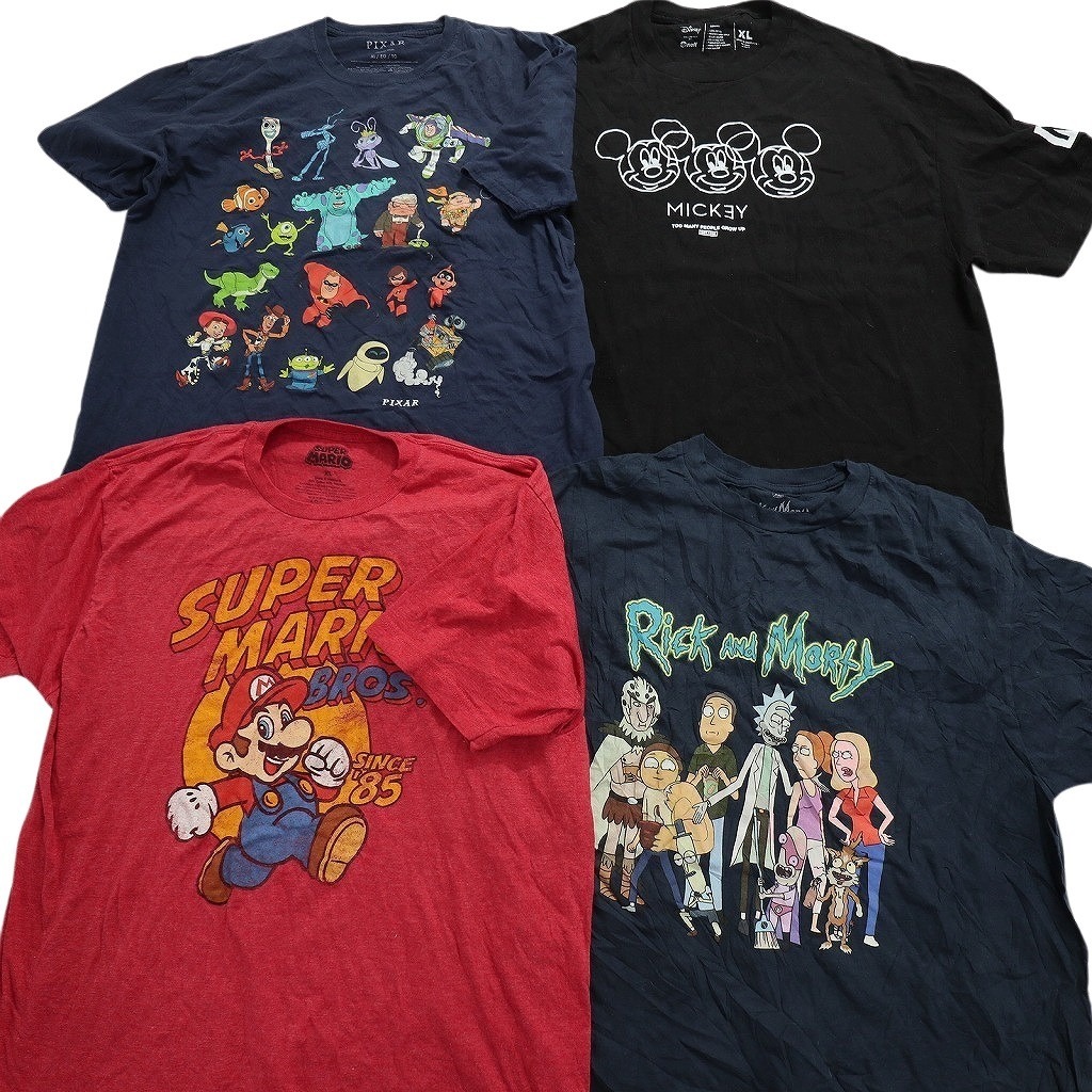 古着卸 まとめ売り キャラクター 半袖Tシャツ 16枚セット (メンズ XL ) マリオ ディズニー スポンジボブ MS5242 1円スタート_画像4