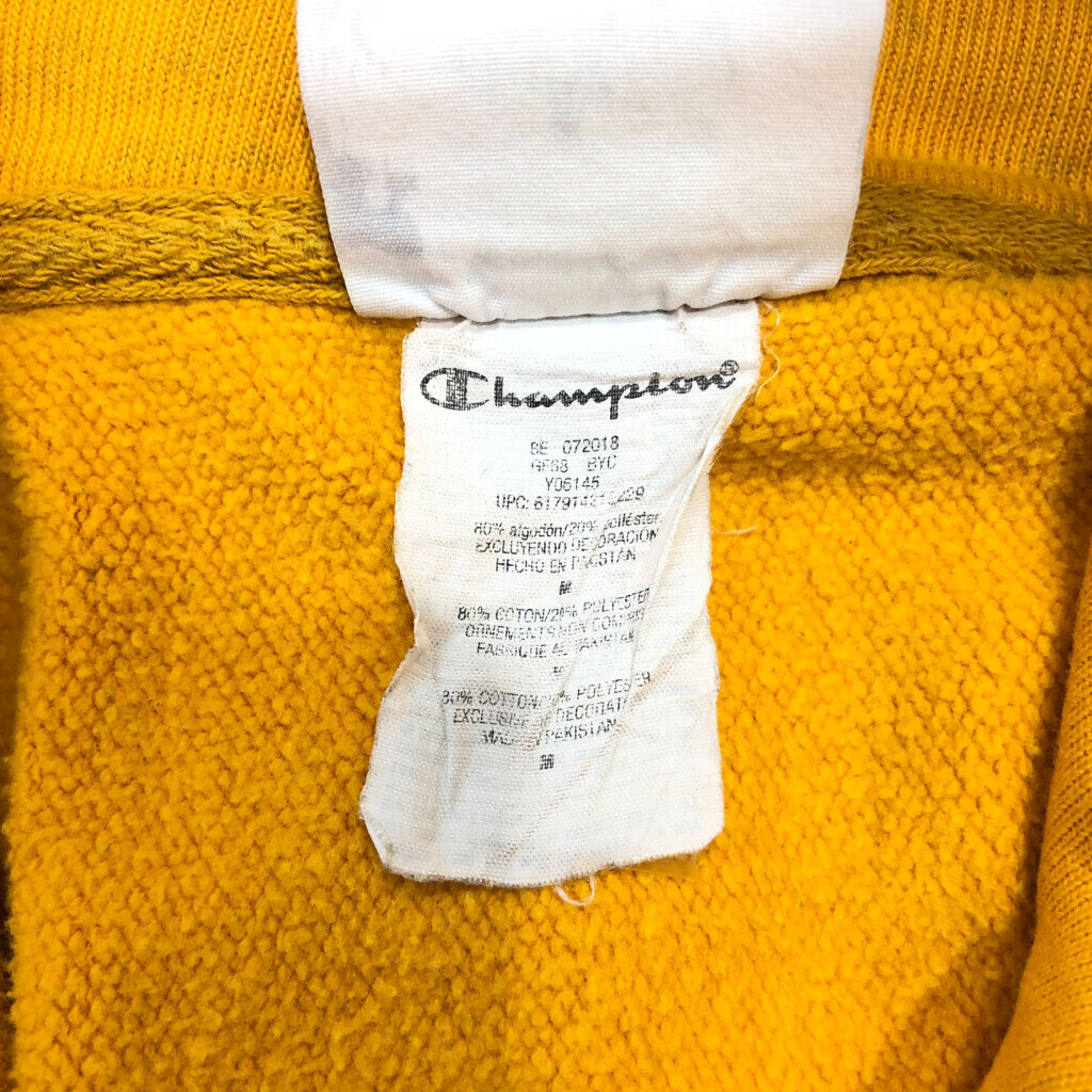 Champion チャンピオン REVERSE WEAVE リバースウィーブ スウェット パーカー ワンポイント イエロー (メンズ M) 中古 古着 Q4628_画像9