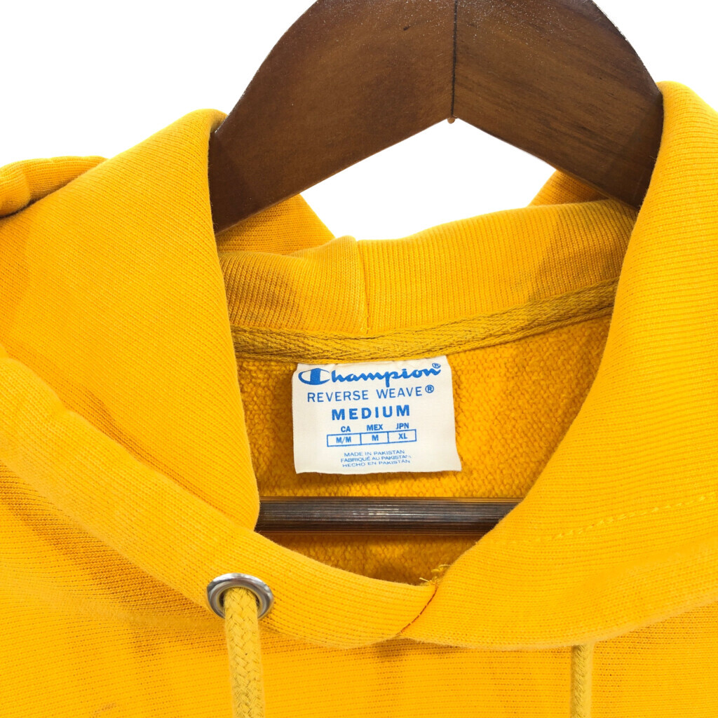 Champion チャンピオン REVERSE WEAVE リバースウィーブ スウェット パーカー ワンポイント イエロー (メンズ M) 中古 古着 Q4628_画像10