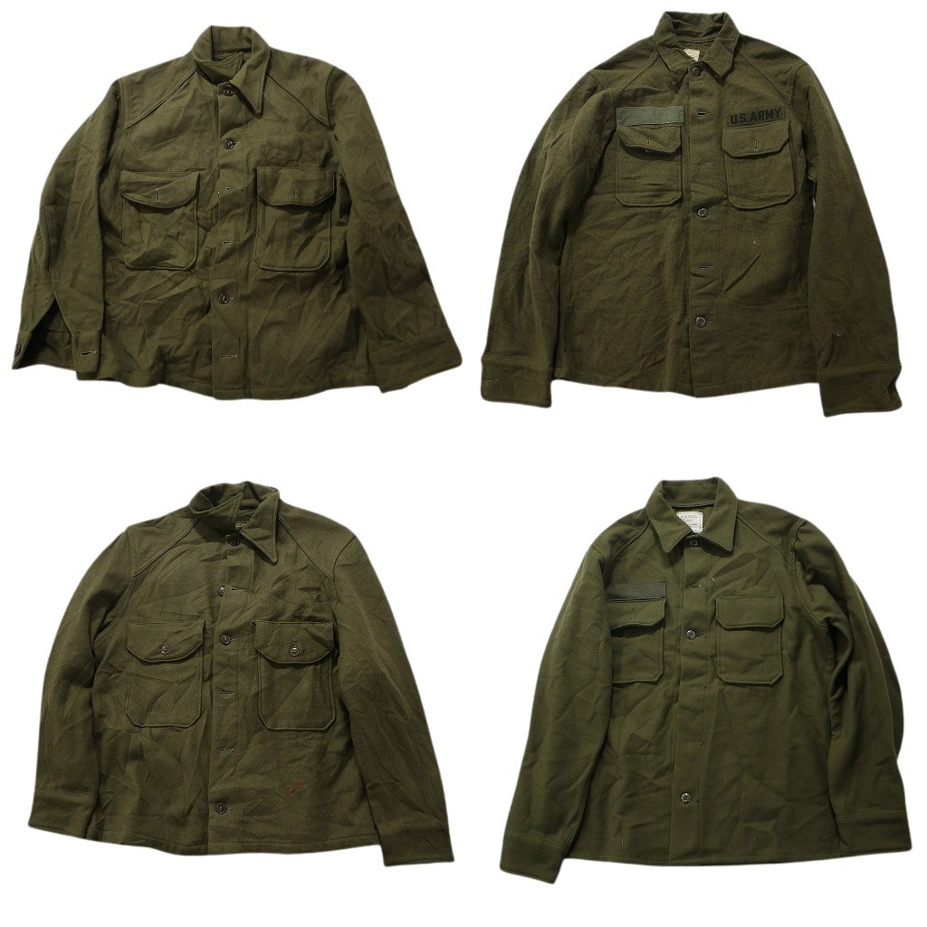 古着卸 まとめ売り 米軍実物 ミリタリー 4枚セット (メンズ S /M /L ) army ウールシャツ MS6646_画像1