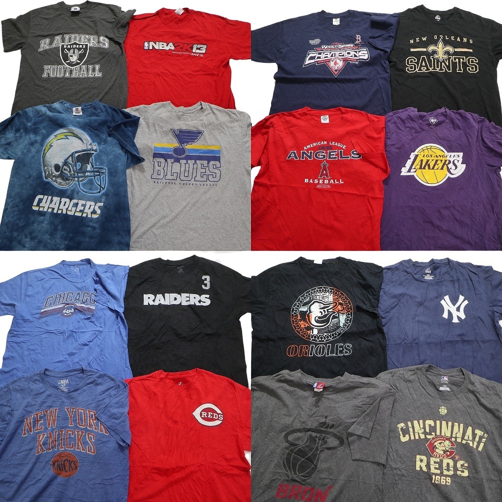 古着卸 まとめ売り プロチーム 半袖Tシャツ 16枚セット (メンズ L ) ヤンキース レッズ エンジェルス レイカーズ MS6752_画像1