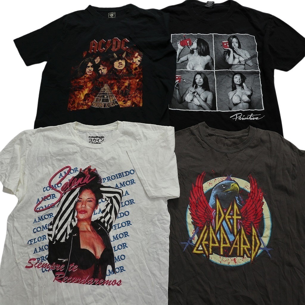 古着卸 まとめ売り 音楽・バンド 半袖Tシャツ 16枚セット (メンズ L ) ACDC zeppelin ストーンズ MS6906_画像2