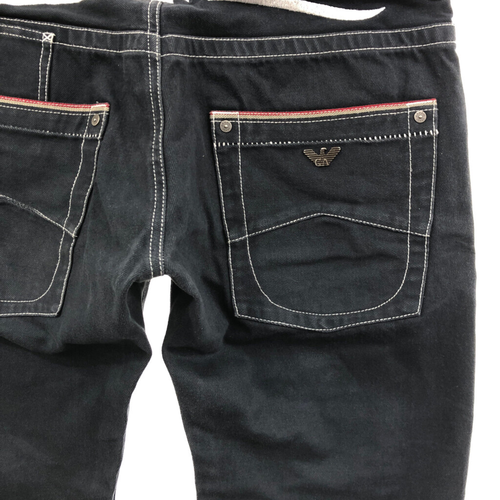 ARMANI JEANS アルマーニ ジーンズ ダメージ デニムパンツ ネイビー (メンズ W32) 中古 古着 Q4708_画像3