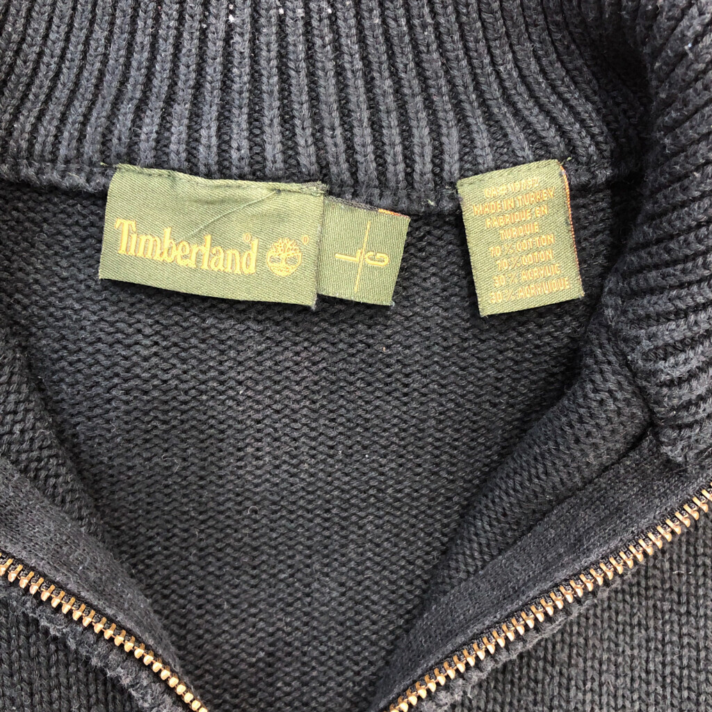 00 годы Timberland Timberland половина Zip driver's вязаный свитер черный ( мужской L) б/у б/у одежда Q4729