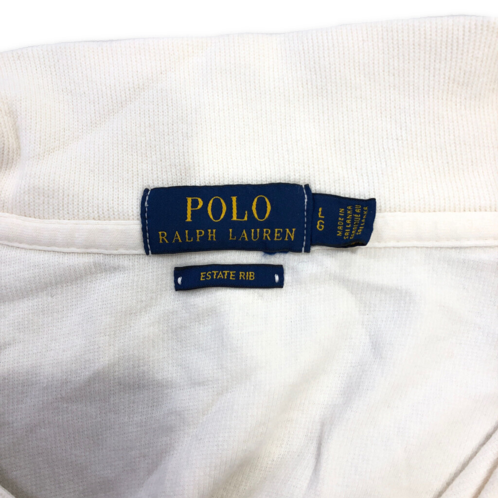 Polo by Ralph Lauren ポロ ラルフローレン ハーフジップ ドライバーズニット セーター ワンポイント ホワイト (メンズ L) 中古 古着 Q4876_画像8